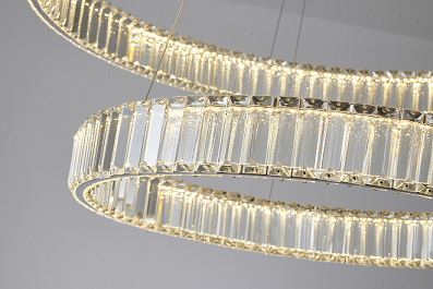 LED Steel Frame with Clear Crystal Double Tier Chandelier by Bethel - view 4