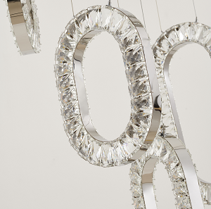 LED Steel Oval Frame with Clear Crystal Chandelier by Bethel - view 4