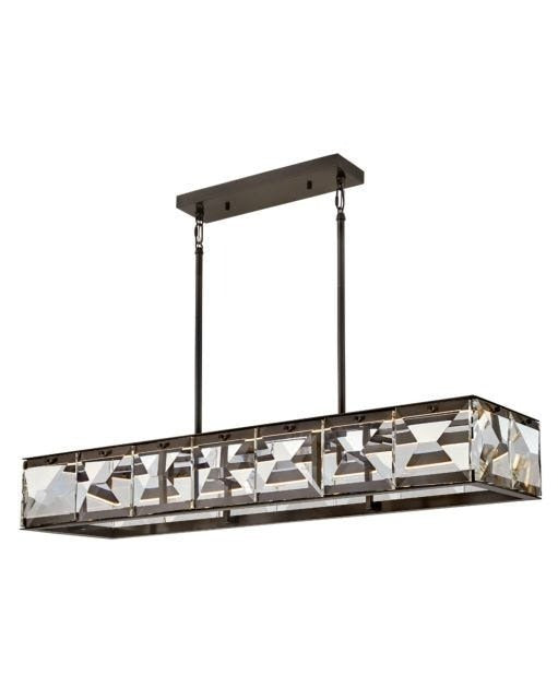 LED Steel Frame with Faceted Clear Crystal Diffuser Linear Chandelier