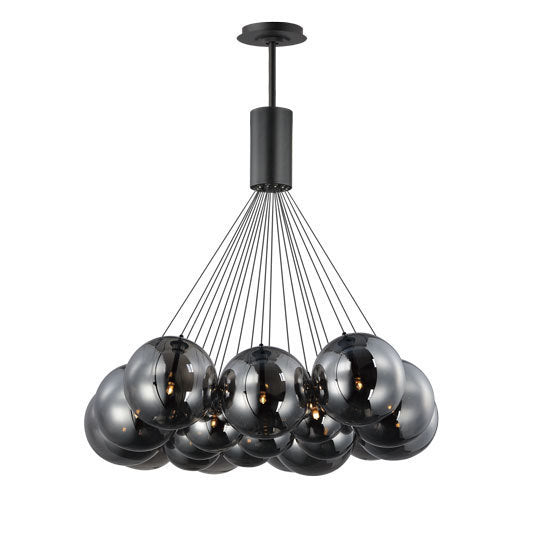Burst - 20 Light LED Chandelier in Black with Smoke Glass by ET2 Lighting
