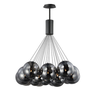 Steel Frame with Clusters of Glass Globes Chandelier