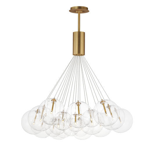 Burst - 20 Light LED Chandelier in Gold with Clear Glass by ET2 Lighting