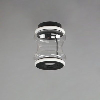 LED Black Segmented Frame with Clear Glass Shade Flush Mount