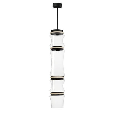 LED Black Segmented Frame with Clear Glass Shade Pendant