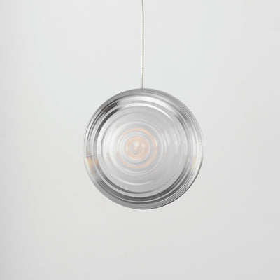 LED Polished Chrome Frame with Ridged Acrylic Shade Mini Pendant