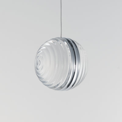 LED Polished Chrome Frame with Ridged Acrylic Shade Mini Pendant