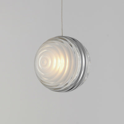 LED Polished Chrome Frame with Ridged Acrylic Shade Mini Pendant