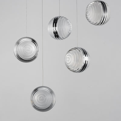 LED Polished Chrome Frame with Ridged Acrylic Shade Multiple Pendant