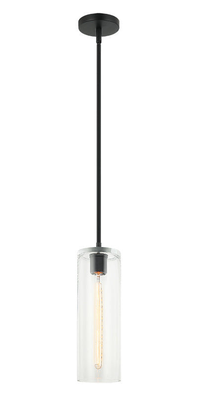 Steel Frame with Clear Cylindrical Glass Shade Mini Pendant