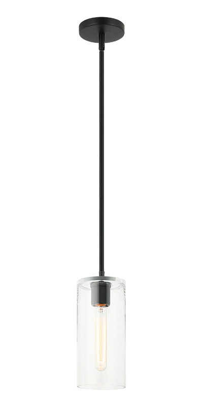 Steel Frame with Clear Cylindrical Glass Shade Mini Pendant