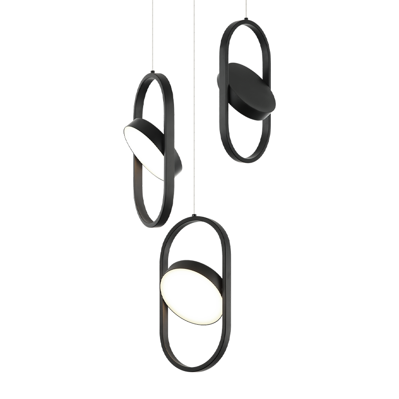 LED Steel Oval Frame with Adjustable Lens Multiple Pendant