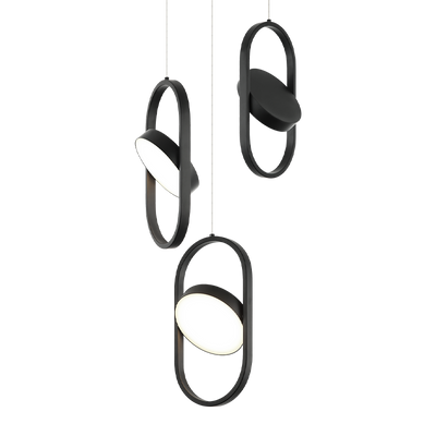 LED Steel Oval Frame with Adjustable Lens Multiple Pendant