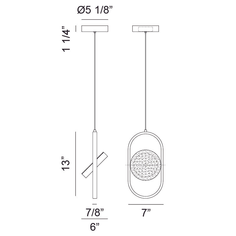 LED Steel Oval Frame with Adjustable Lens Single Pendant