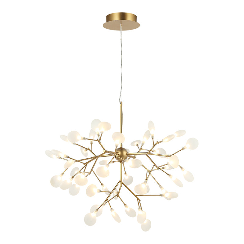 Steel Branch Arm with White Petal Diffusers Chandelier