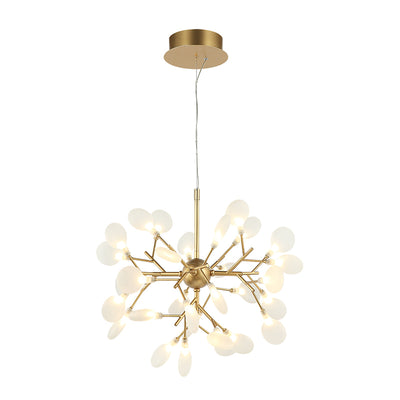 Steel Branch Arm with White Petal Diffusers Chandelier