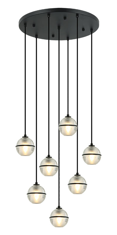 Steel Frame with Bubble Glass Globe Multiple Pendant