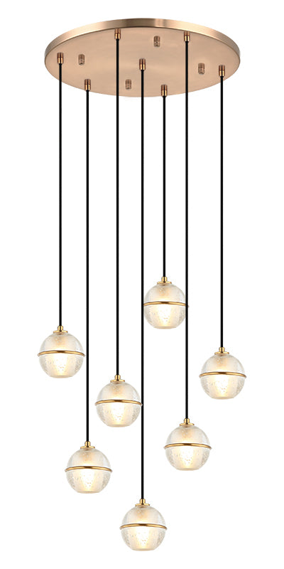 Steel Frame with Bubble Glass Globe Multiple Pendant