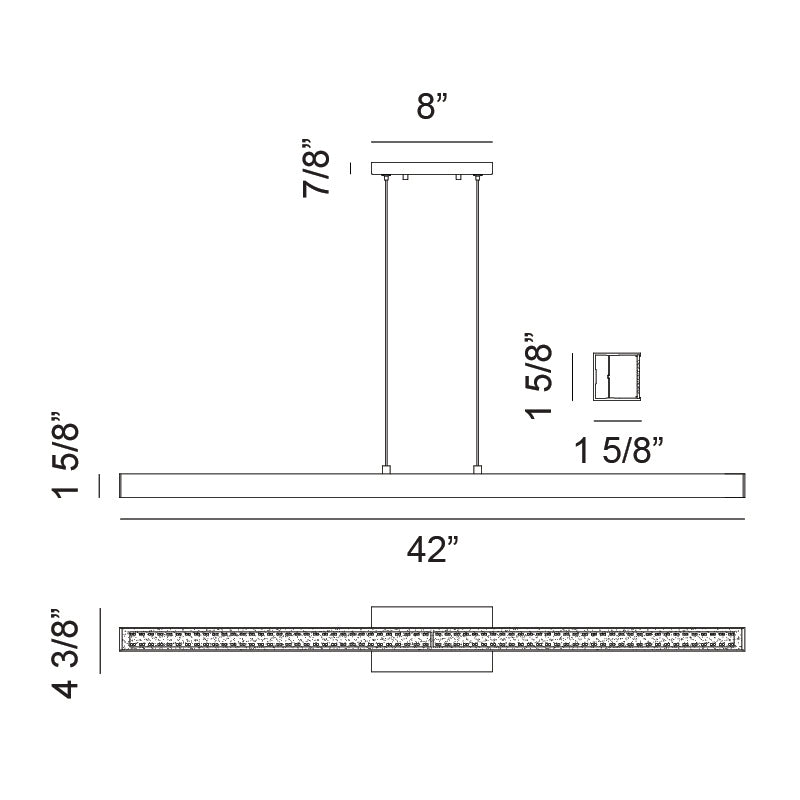 LED Steel Linear Frame with Acrylic Diffuser Pendant