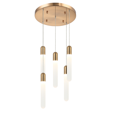 Steel Frame with Frosted Cylindrical Glass Multiple Pendant