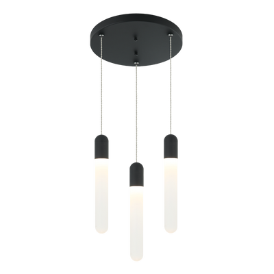 Steel Frame with Frosted Cylindrical Glass Multiple Pendant