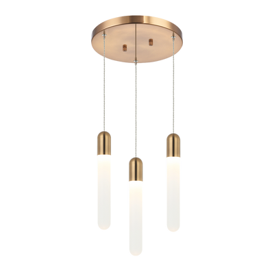 Steel Frame with Frosted Cylindrical Glass Multiple Pendant