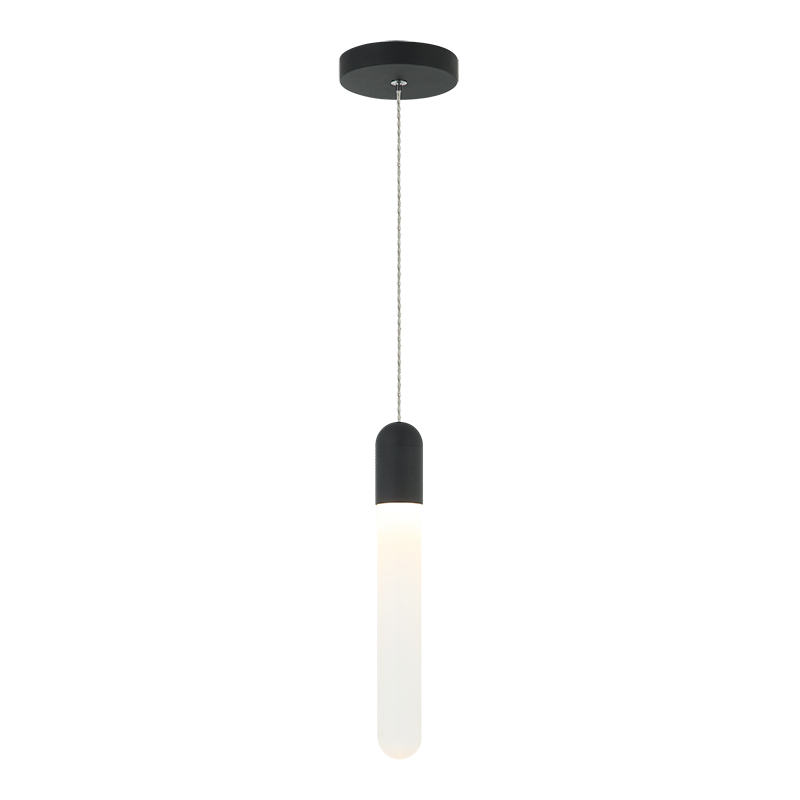 Steel Frame with Frosted Cylindrical Glass Single Pendant