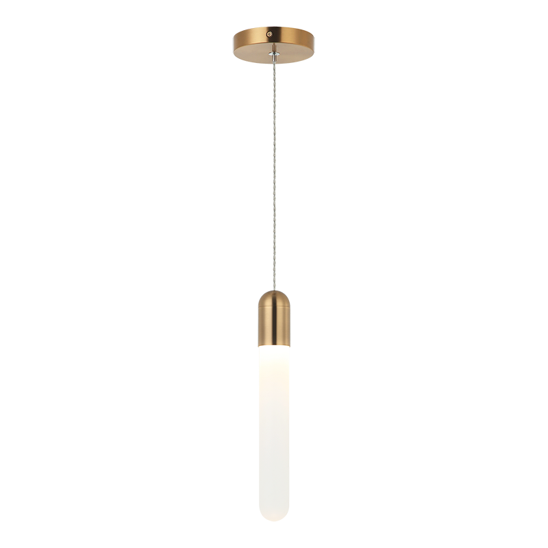 Steel Frame with Frosted Cylindrical Glass Single Pendant