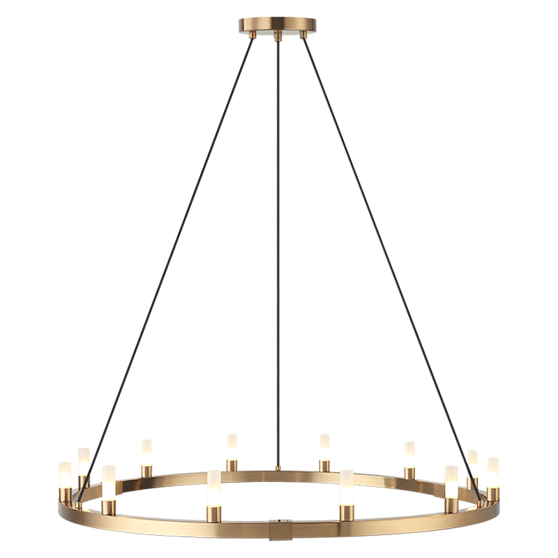 Steel Ring Frame with Opal Glass Shade Single Tier Chandelier