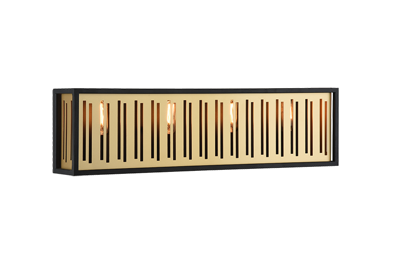 Matte Black with Brushed Gold Rectangular Frame Vanity Light