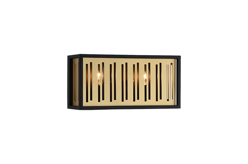 Matte Black with Brushed Gold Rectangular Frame Vanity Light
