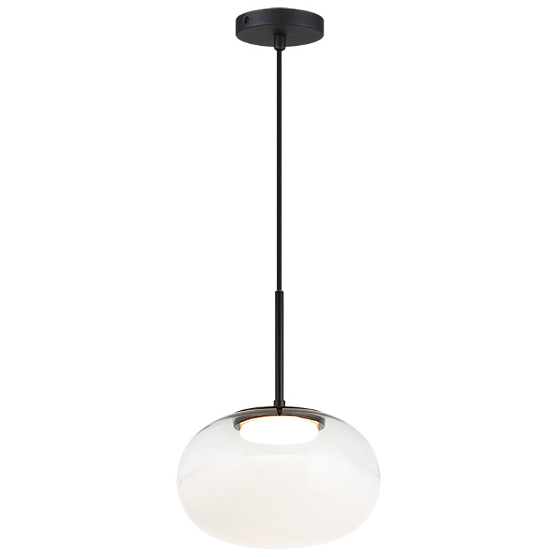 LED Steel Frame with Clear and White Glass Shade Pendant