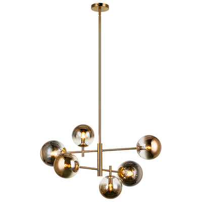 Steel Frame with Tinted Glass Globe Chandelier