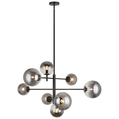 Steel Frame with Tinted Glass Globe Chandelier