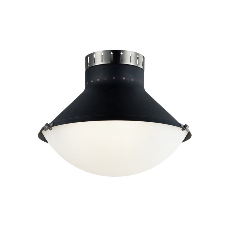 Steel Frame with Frosted Glass Diffuser Two Tone Semi Flush Mount