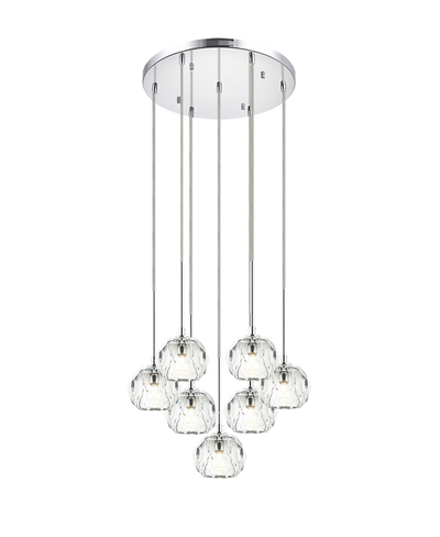 Steel Frame with Clear Rose Crystal Shade Pendant / Chandelier
