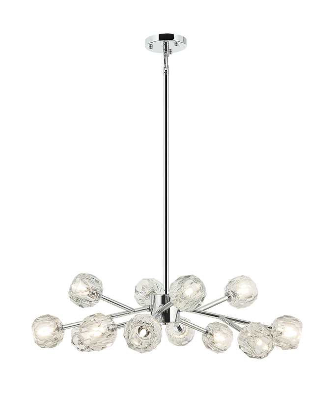 Steel Frame with Clear Rose Crystal Shade Chandelier