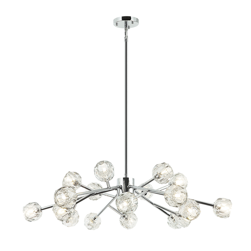 Steel Frame with Clear Rose Crystal Shade Chandelier