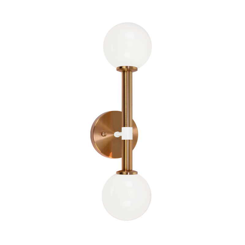 Steel Frame with Double Glass Globe Off Center Wall Sconce