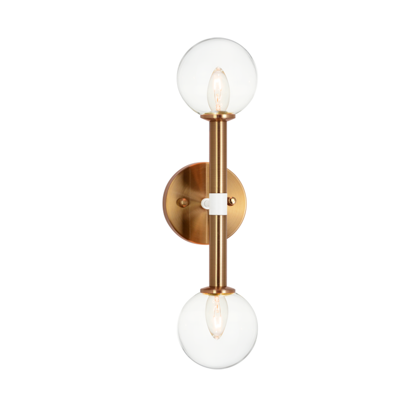 Steel Frame with Double Glass Globe Wall Sconce