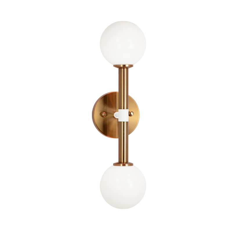 Steel Frame with Double Glass Globe Wall Sconce