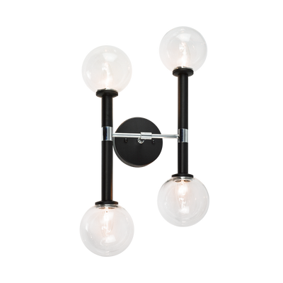 Steel Frame with Quad Glass Globe Wall Sconce