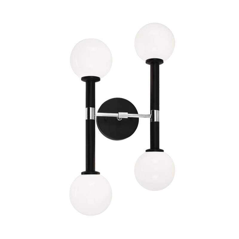 Steel Frame with Quad Glass Globe Wall Sconce