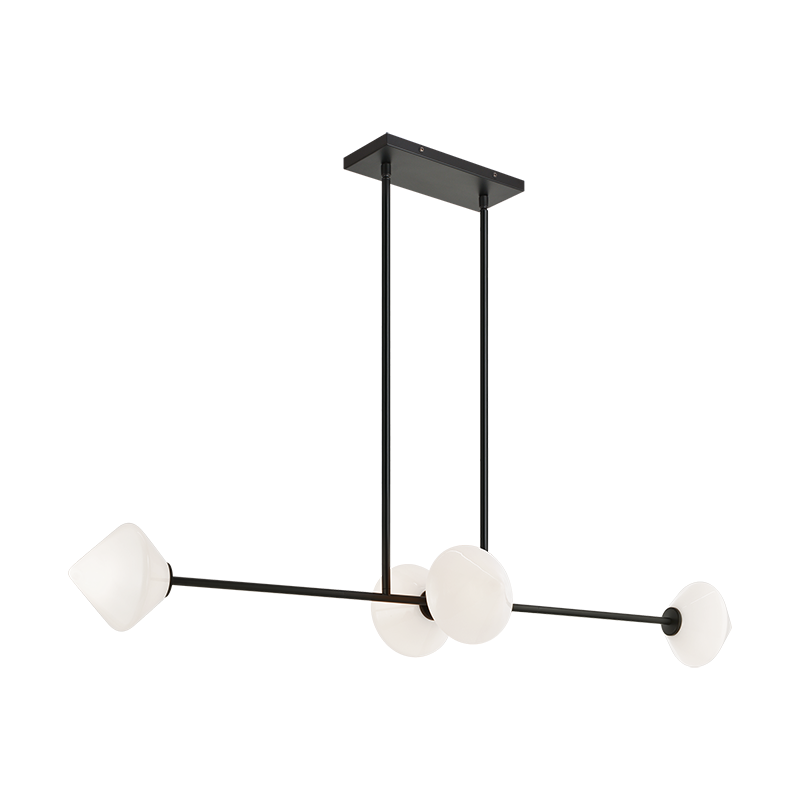 Steel Frame with Glass Globe Linear Pendant