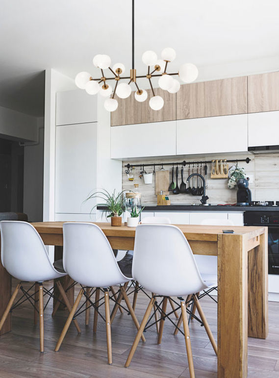 Novu - Black and Aged Gold Brass Frame with Opal Glass Globe Chandelier by Matteo Lighting - view 5