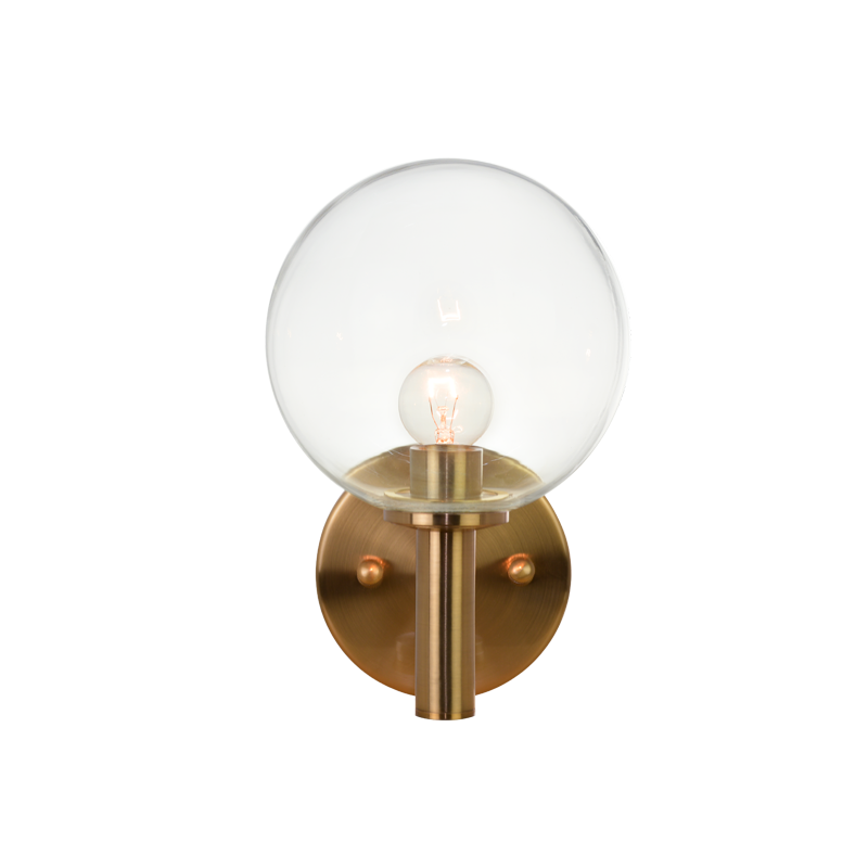 Steel Frame with Glass Globe Wall Sconce