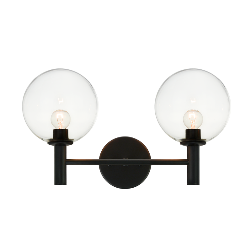 Steel Frame with Glass Globe Vanity Light