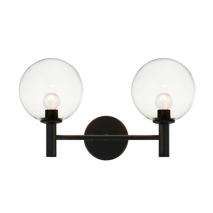 Steel Frame with Glass Globe Vanity Light