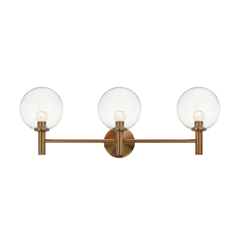 Steel Frame with Glass Globe Vanity Light