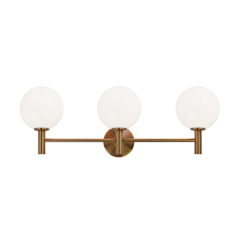 Steel Frame with Glass Globe Vanity Light