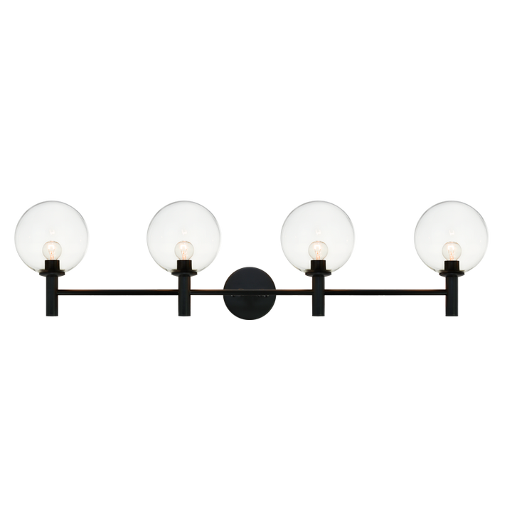 Steel Frame with Glass Globe Vanity Light